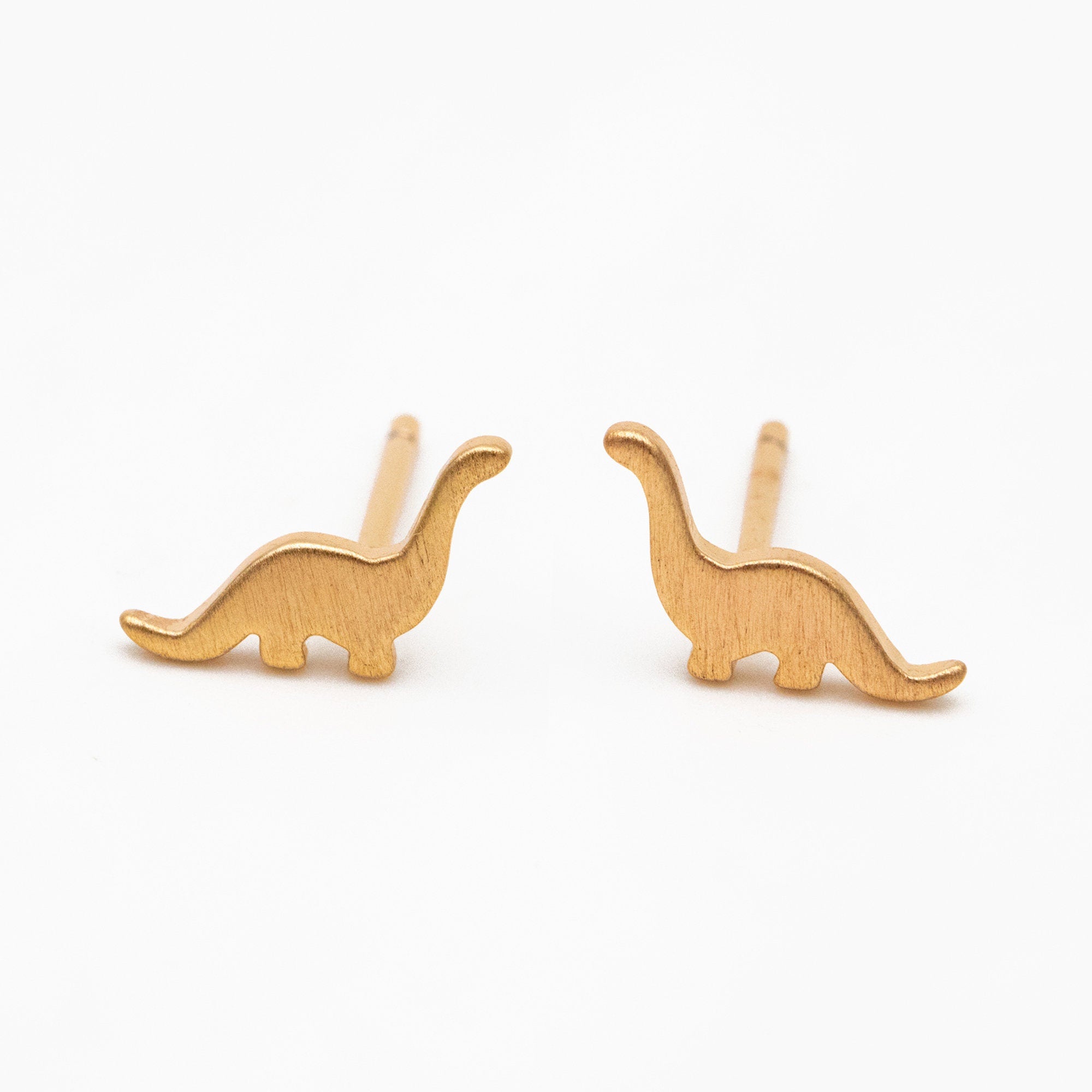 10pcs Gold/ Silver Brushed Dinosaur Earrings 6.5x10mm, Tiny Stud Earrings (GB-4209)